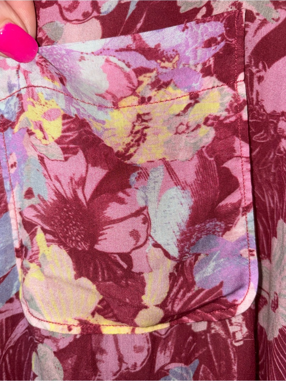 Anthropologie Pilcro Floral Button Down Blouse Oversized Pink Modal Top M - Picture 4 of 7